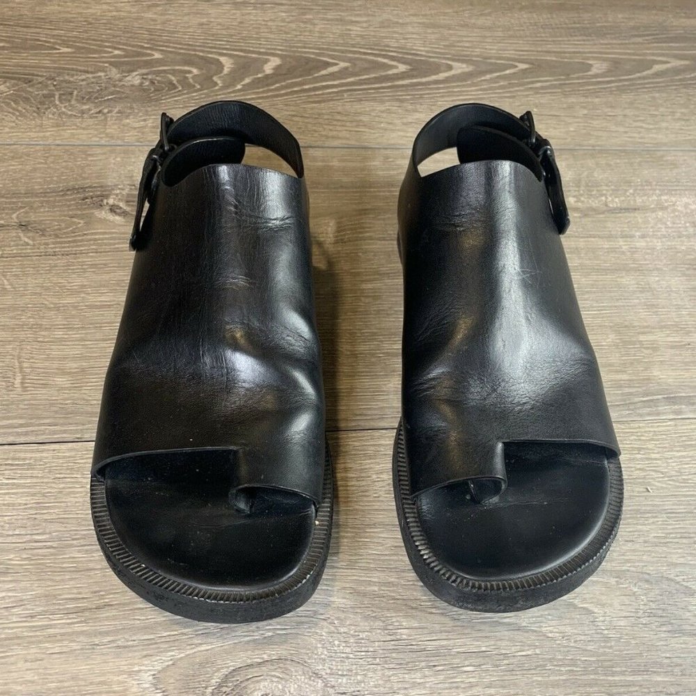 Ann Demeulemeester Black Leather Strap Sandals 38